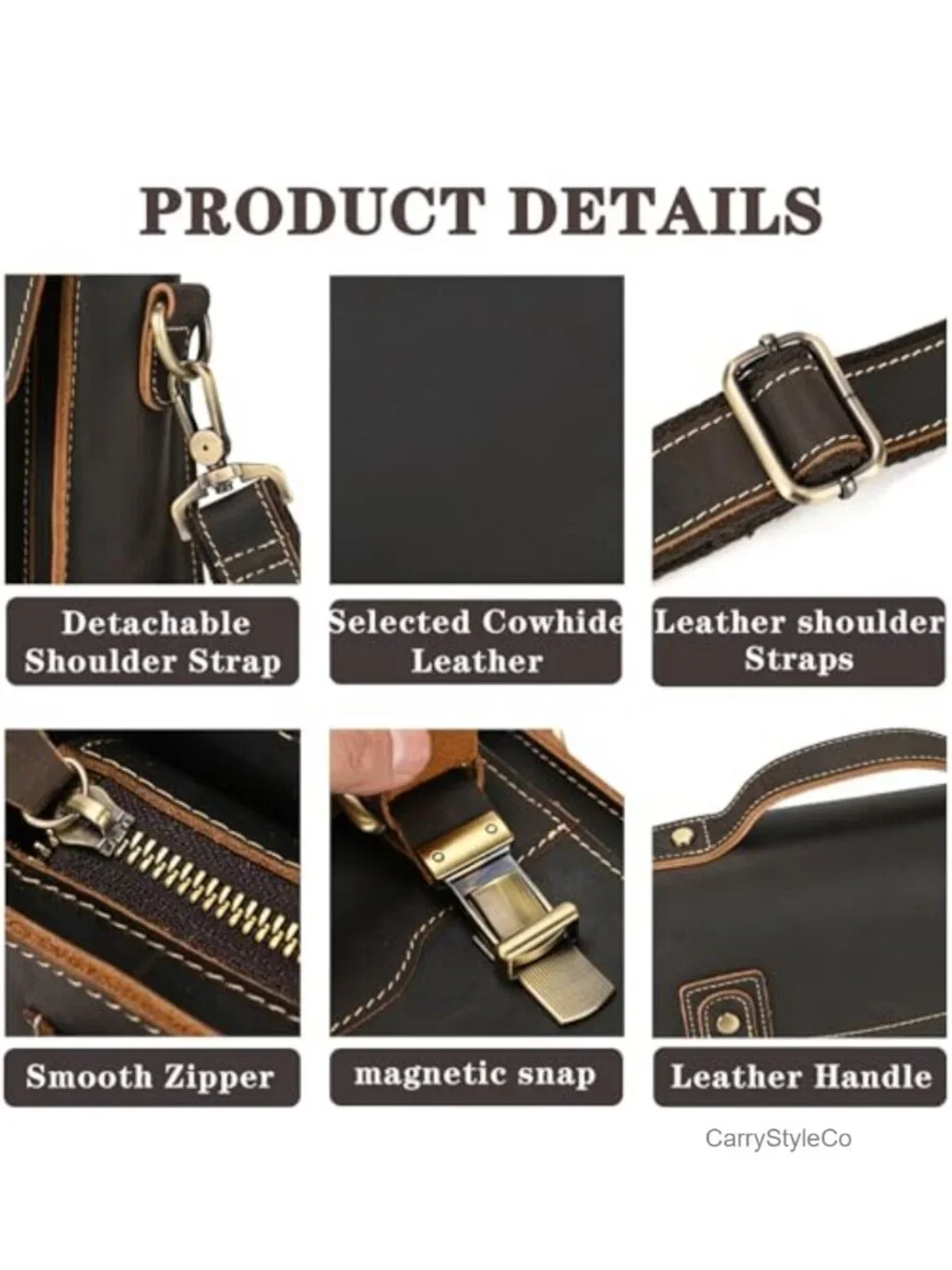 Genuine Leather Messenger Bag Laptop Crossbody Satchel for Men Work Travel